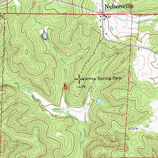 Topographic Map of James Spring Cemetery, AR