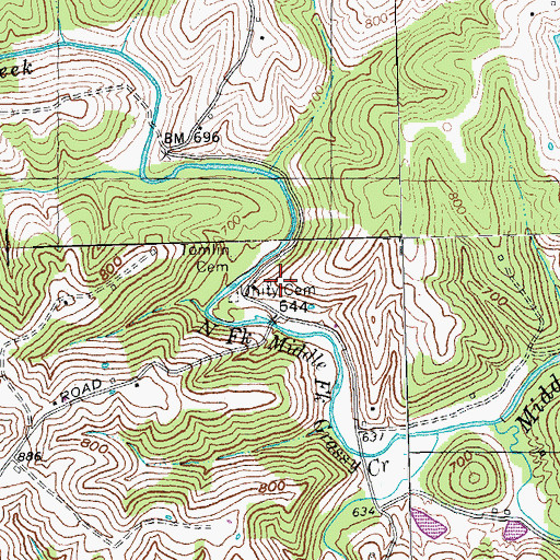 Topographic Map of Unity Cemetery, KY