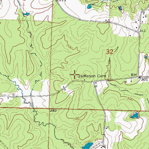 Topographic Map of Jameson Cemetery, AR