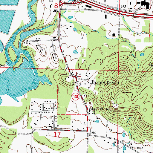 Topographic Map of Jamestown, AR