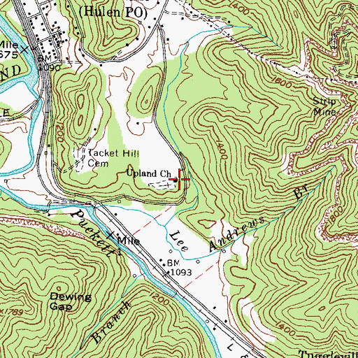 Topographic Map of Upland Church, KY