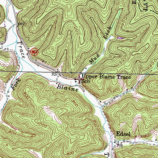 Topographic Map of Upper Blaine Trace School, KY