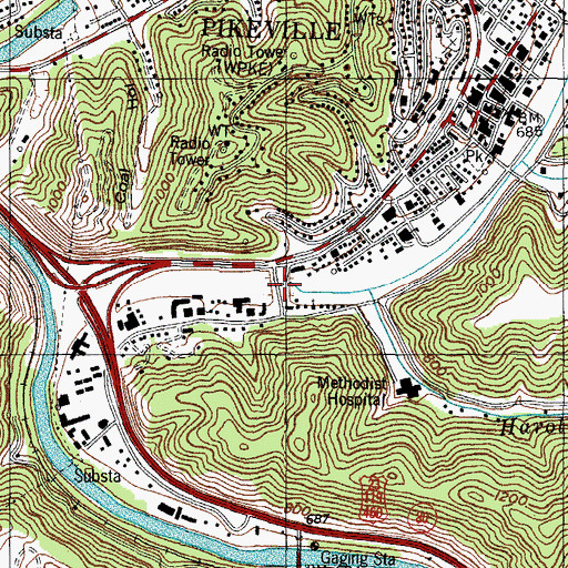 Topographic Map of Upper Bridge, KY