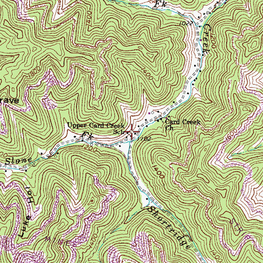 Topographic Map of Upper Card Creek School, KY