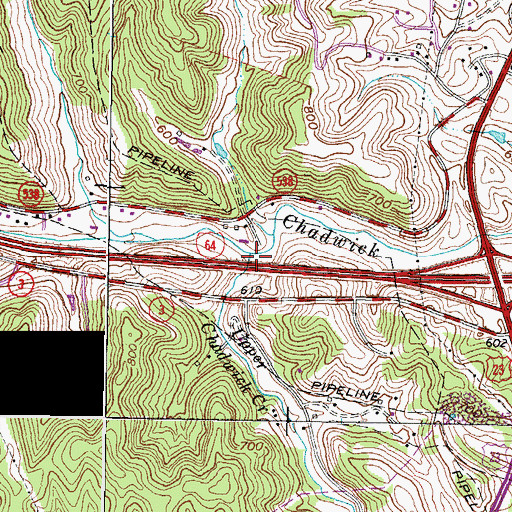 Topographic Map of Upper Chadwick Creek, KY