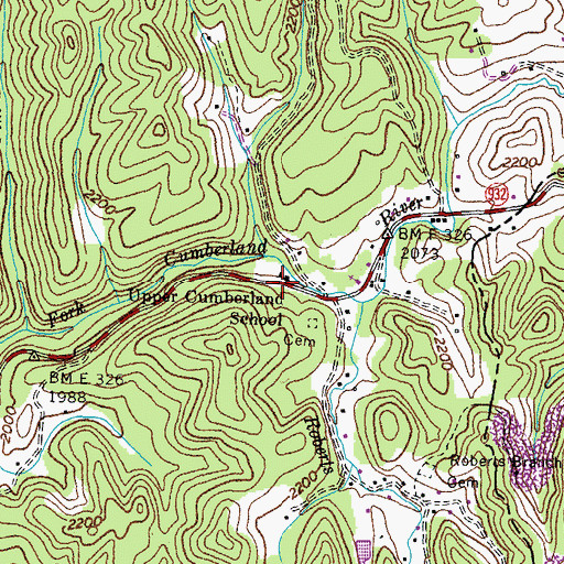 Topographic Map of Upper Cumberland School, KY