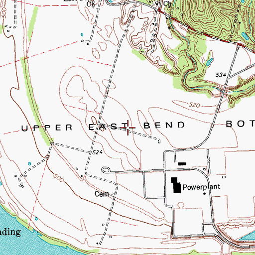 Topographic Map of Upper East Bend Bottom, KY