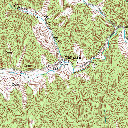 Topographic Map of Upper Fall Branch, KY