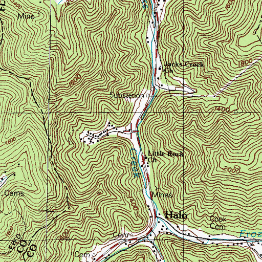 Topographic Map of Upper Jacks Creek School, KY