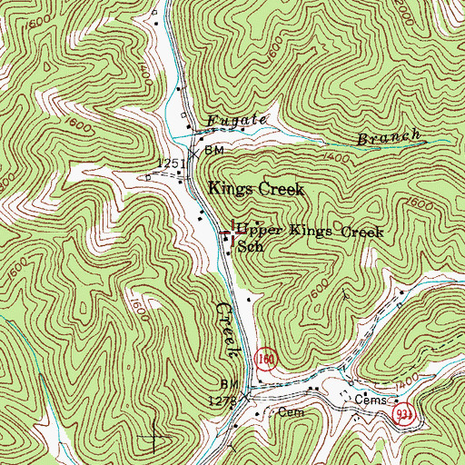 Topographic Map of Upper Kings Creek School, KY