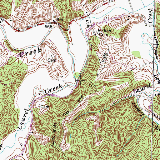 Topographic Map of Upper Laurel Creek, KY