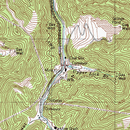 Topographic Map of Upper Lick Branch, KY