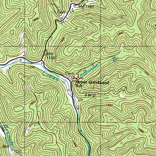 Topographic Map of Upper Quicksand School, KY