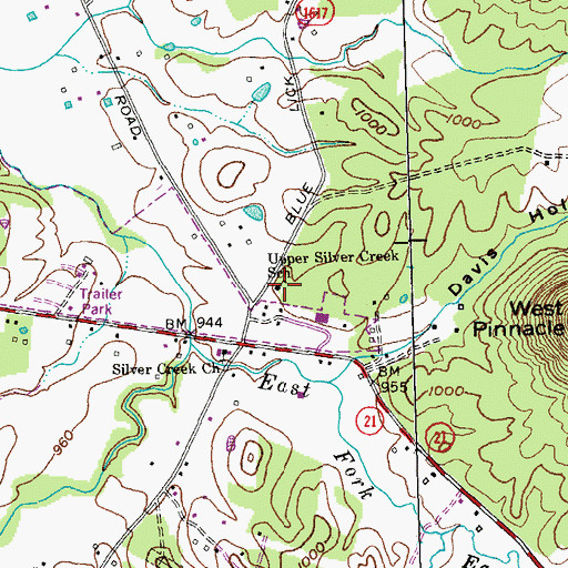 Topographic Map of Upper Silver Creek School, KY