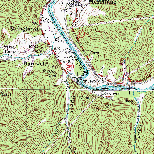 Topographic Map of Upper Stringtown Branch, KY