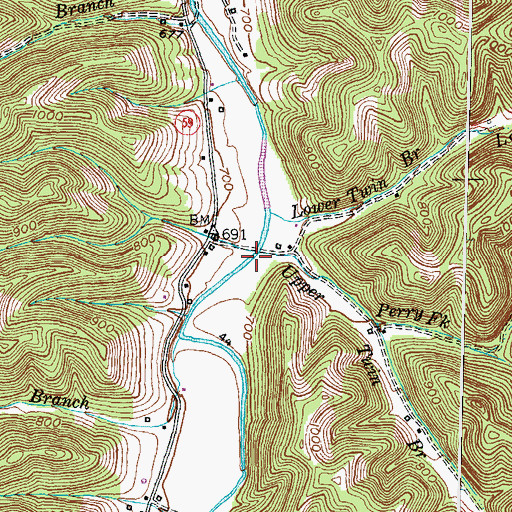 Topographic Map of Upper Twin Branch, KY