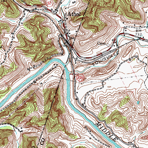 Topographic Map of Upper Twin Creek, KY