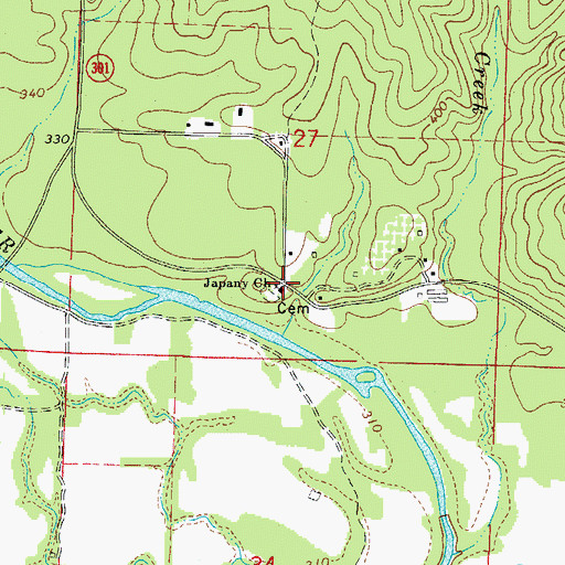 Topographic Map of Japany Church, AR