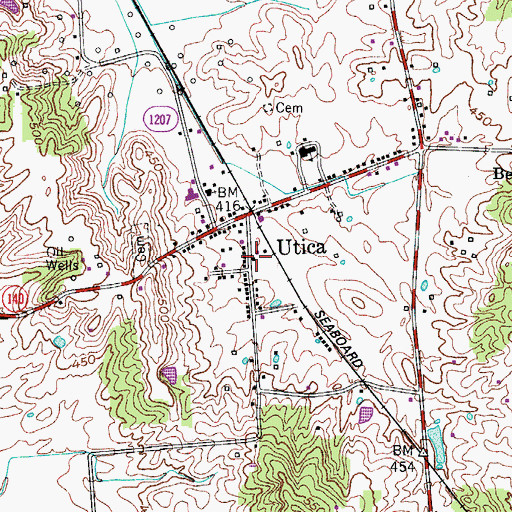 Topographic Map of Utica, KY