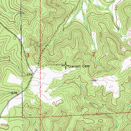 Topographic Map of Jarrett Cemetery, AR