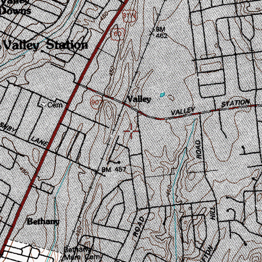 Topographic Map of Valley, KY