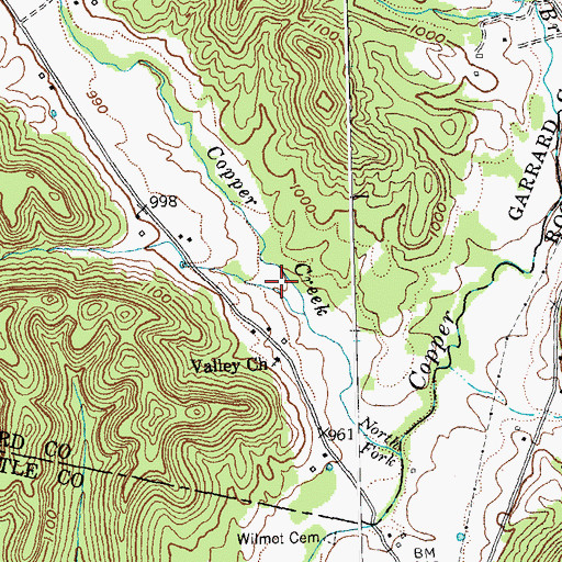 Topographic Map of Valley Church, KY