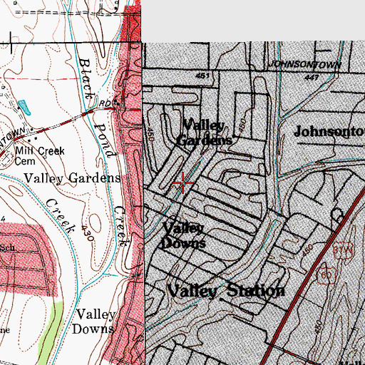 Topographic Map of Valley Gardens, KY