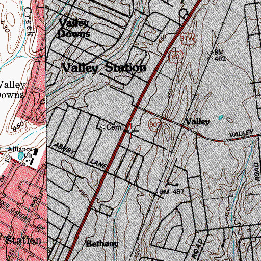 Topographic Map of Valley High School, KY