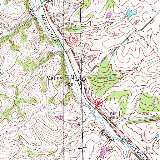 Topographic Map of Valley Hill School, KY