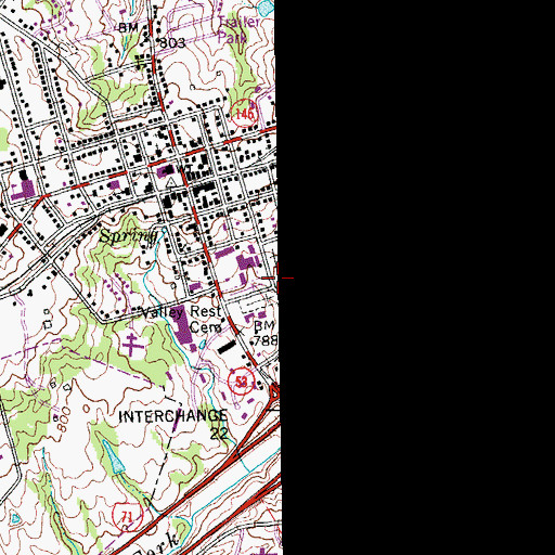Topographic Map of Valley of Rest Cemetery, KY