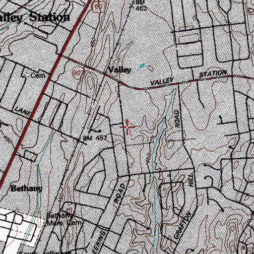 Topographic Map of Valley School, KY