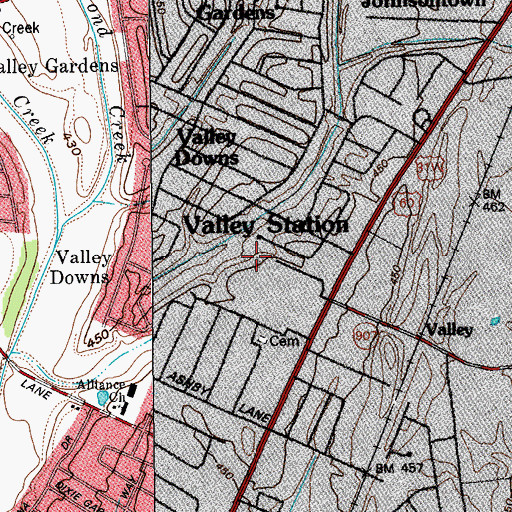 Topographic Map of Valley Station, KY