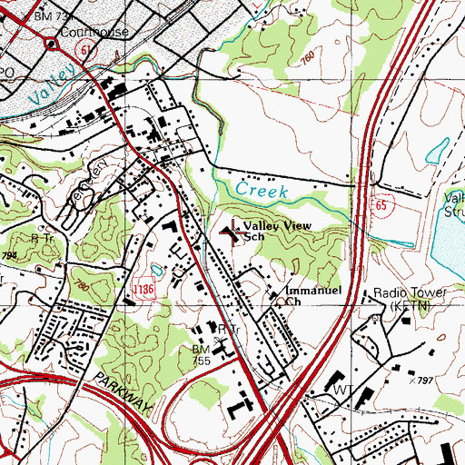 Topographic Map of Valley View School, KY