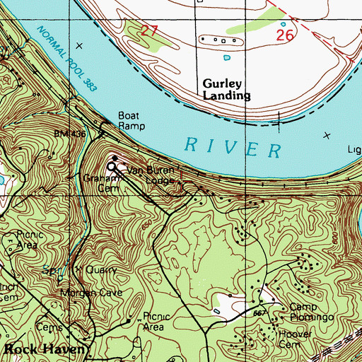 Topographic Map of Van Buren Lodge, KY