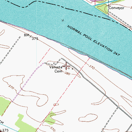 Topographic Map of Vanada Cemetery, KY