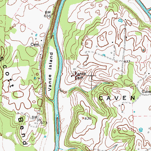Topographic Map of Vance Cemetery, KY