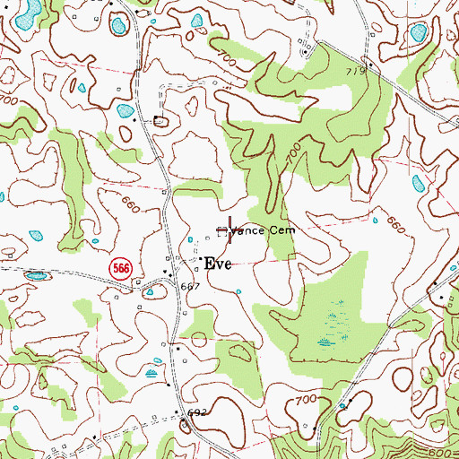 Topographic Map of Vance Cemetery, KY
