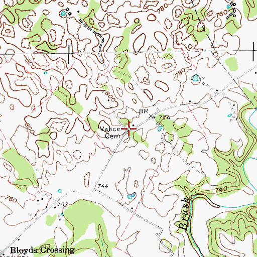 Topographic Map of Vance Cemetery, KY