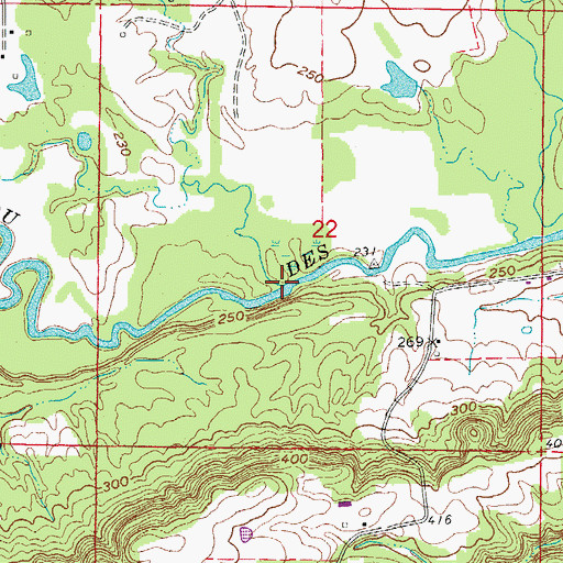 Topographic Map of Jaybird Branch, AR