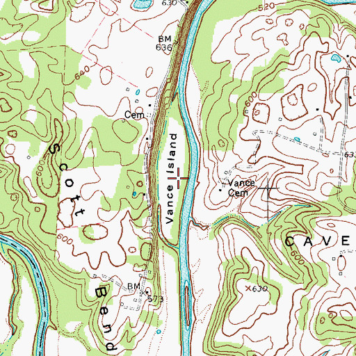 Topographic Map of Vance Island, KY