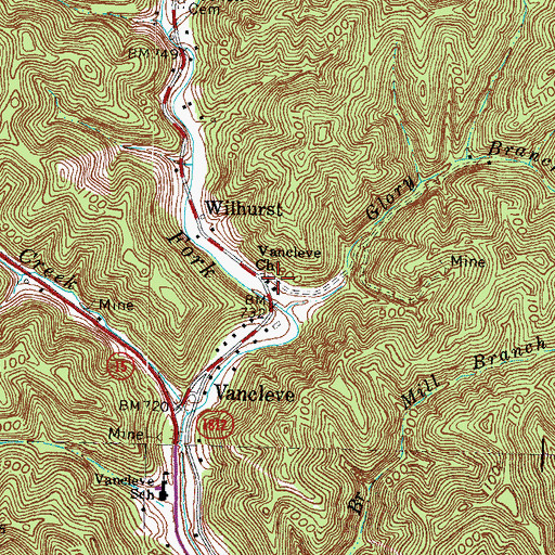 Topographic Map of Vancleve Church, KY