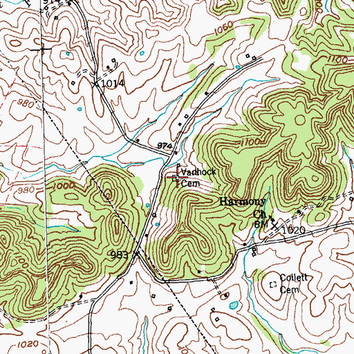 Topographic Map of Vanhock Cemetery, KY