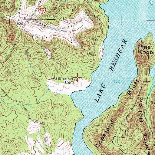 Topographic Map of Vanhooser Cemetery, KY