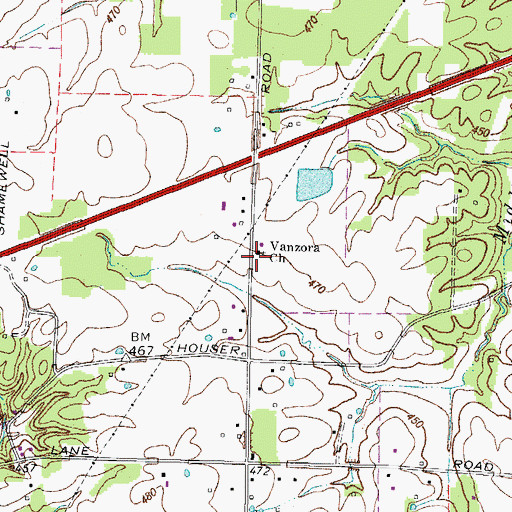 Topographic Map of Vanzora Church, KY