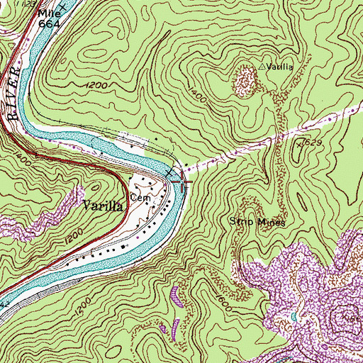 Topographic Map of Varilla, KY