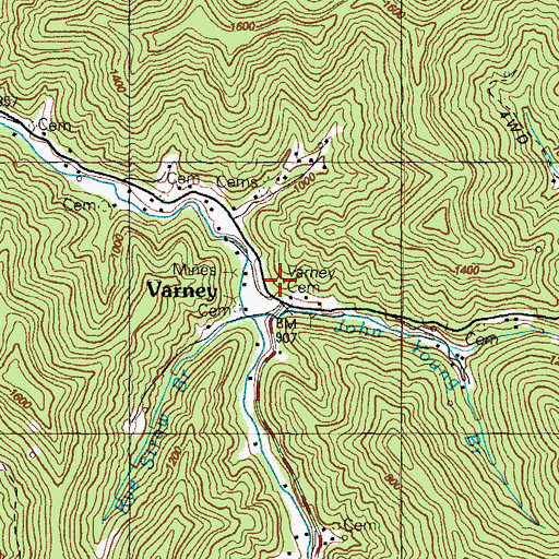 Topographic Map of Varney Cemetery, KY