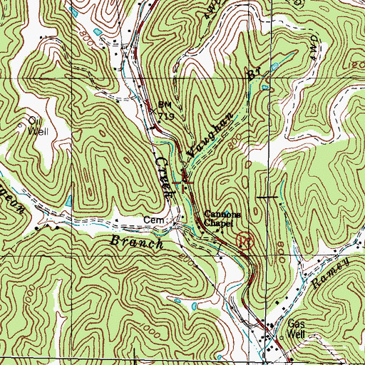 Topographic Map of Vaughan Branch, KY