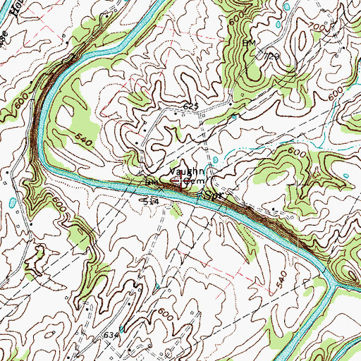 Topographic Map of Vaughn Cemetery, KY