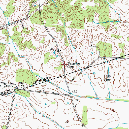 Topographic Map of Vaughn Cemetery, KY