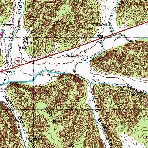 Topographic Map of Vaughn Creek, KY